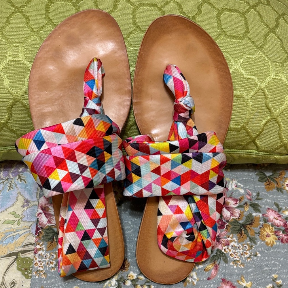Dirty Laundry Multicolor Geometric Wrap Sandals